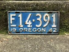 Authentic 1942 Oregon License Plate Metal Vintage License Plate Auto Tag picture