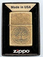 Tree Of Life Antique Brass 29149 Zippo Lighter NEW picture