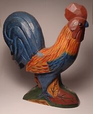 Vintage Wooden Carved Rooster Figure 10” picture