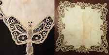 EXQUISITE antique 19th CENTURY BOBBIN TAPE LACE BUTTERFLY LINEN cutwork picture