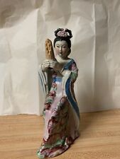 Vintage Asian Geisha Playing Flute Japanese RARE Hand Painted 10” Porcelain LOOK picture