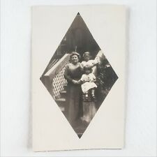 Diamond Shaped Family Girls RPPC Postcard c1915 Woman Porch Children Photo B1100 picture
