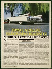 Cadillac 1959 Eldorado Biarritz Features Specs Vintage Pictorial Article 1985 picture