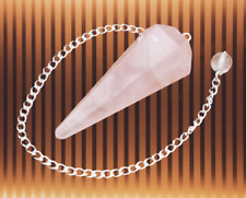 Rose Quartz Multifaceted w/ Crystal Ball Chain Pendulum picture