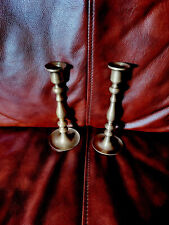 Beautiful Vintage Matched Set of 2 Classic Solid Brass Candlestick Holders 7