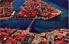 Willemstad Curacao N A 1960s Postcard Harbor Entrance Aerial View Caribbean Sea picture