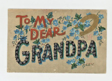 Vintage Postcard    TO MY DEAR GRANDPA  GOLD HORSESHOE   EMBOSSED POSTED 1908 picture