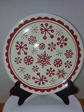 Holiday Home Christmas Holiday Winter Red Snowflake Pattern Dinner Plate  picture