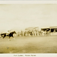 Rare c1930 RPPC Postcard Horse Racing Port Sudan North Africa British Attendance picture