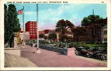 Vtg Springfield Massachusetts MA Court Square from City Hall 1930s Postcard picture