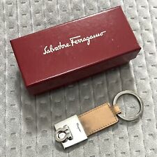 Salvatore Ferragamo Gancini Brown Leather Keychain Authentic With Original Box picture