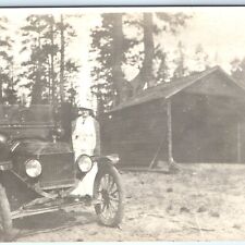 c1916 Ford Model T & Covered Bridge RPPC Auto Car Woman Real Photo Postcard A124 picture