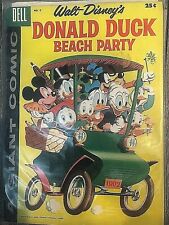 Vtg Walt Disneys Donald Duck Beach Party Comic Book 5 Dell Giant Pristine 1958 picture