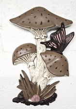 Vintage Hoda 1980 Retro Mushroom 6590 Butterfly Wall Plaque Hanging Butterfly picture