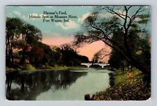 Fort Wayne IN-Indiana, Harmar's Ford, Maumee River, Vintage c1916 Postcard picture