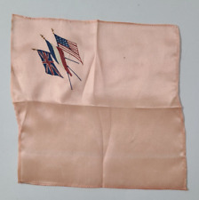 Vtg 1940s WWII Hand Painted Allied Flags Hanky Pocket Square French British US picture