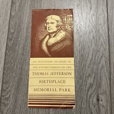 Vintage Thomas Jefferson Birthplace Memorial Park Pamphlet Brochure picture