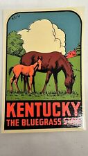 Vintage Kentucky Bluegrass State Lindgren Turner Luggage Decal/Window Transfer picture