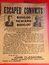 Vintage wanted poster ￼Escape Convict  1908 Starksville Colorado Not A Reprint)￼ picture