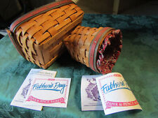 1992 Longaberger Father's Day Paper and Pencil Baskets w/ Liners & Paperwork picture