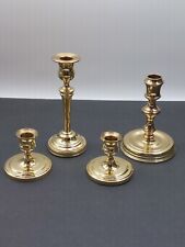 Vintage Baldwin's Polished Solid Brass Candleholders Lot Of 4  BEAUTIFUL  picture