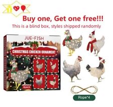 HOT 4pcs Vintage Chicken Merry Christmas Tree Wooden Farm Animal Ornament Decor picture