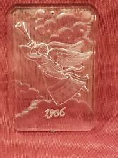 1986 Clear Acrylic Relief Christmas Ornament  Angel Blowing Trumpet 3