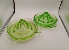 2 Green Glass Juicer -Spout -Tab Handle VINTAGE 6