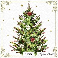 (1925) TWO Paper LUNCHEON Decoupage Art Craft Napkins - CHRISTMAS TREE DECOR picture