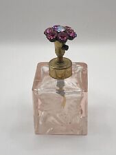 Vintage Irice Hand Cut Pink Crystal Perfume Spritzer Bottle with Rhinestones picture