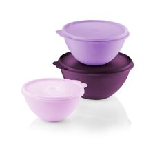 Tupperware Classic Wonderlier Bowl 3 pc Set With Seals Purple Lavender Pink New picture