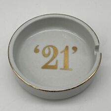 VINTAGE THE 21 CLUB RESTAURANT WHITE & GOLD TRIM ASH TRAY NEW YORK CITY NYC picture