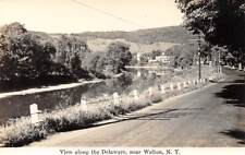 NY~NEW YORK~WALTON~VIEW ALONG THE DELAWARE RIVER~RPPC~REAL PHOTO picture