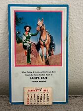 1962 Advertising Calendar Cowgirl Horse Lane's Cafe Kirwin, Kansas picture