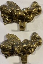 Vintage Brass Cherub Angel Wall Hooks Set of 2 picture
