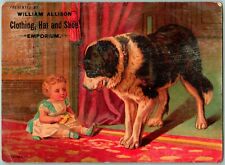 Victorian Box Label St Bernard & Child William Allison Clothing Hat and Shoe picture