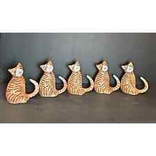 Vintage Porcelain 5 Adorable CAT Figurines, Napkin Rings made in Philippines picture