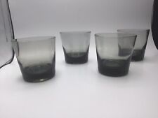 MCM Smoky Glass Cocktail Glasses Vintage Low Ball Heavy Bottom Cups Set/4 Rocks picture
