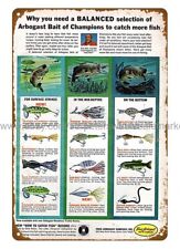 art prints posters 1965 Fred Arbogast Fishing Lures Jitterbug metal tin sign picture