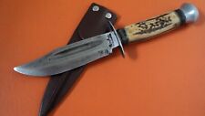 antique 1960s Argentine hunting knife Simbra brand small and robust blade stag picture