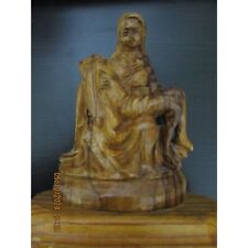 VINTAGE SOLID WOOD HAND CARVED PIETA SCULPTURE JESUS VIRGIN MOTHER MARY STATUE picture