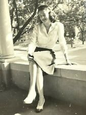 Y3 Photograph Beautiful Slightly Blurry 1950's Woman Posing In Sunlight Porch picture