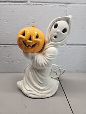 Vintage 1970's Ceramic Ghost Holding Pumpkin 13
