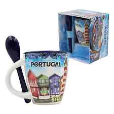 Traditional Portugal Aveiro Blue Ceramic Espresso Cup with Spoon and Gift Box picture