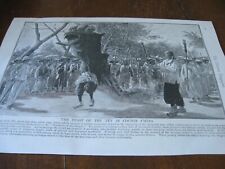 1894 Art Print Engraving - The FEAST of TET in COCHIN CHINA New Year DRAGON picture