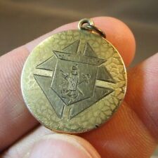 RARE VICTORIAN KofC KNIGHTS Of COLUMBUS FRATERNAL GOLD LOCKET FOB PENDANT picture