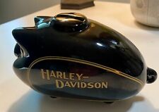 Vintage Harley Davidson Hog Black Ceramic Gas Tank Piggy Bank  picture