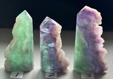 Purple/Green Fluorite w Sugar Edge Tower,Quartz Crystal,Metaphysical,Reiki,Raw picture