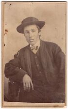 CIRCA 1860s CDV YOUNG MAN IN SUIT AND HAT UNMARKED picture