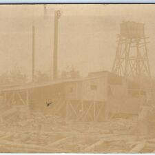 c1910s Occupational Saw Mill RPPC Wood Water Tower? Real Photo PC Lumber A125 picture